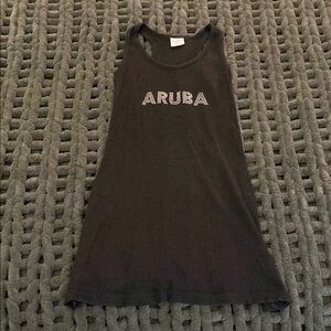 Black Tank top with 'Aruba' Print